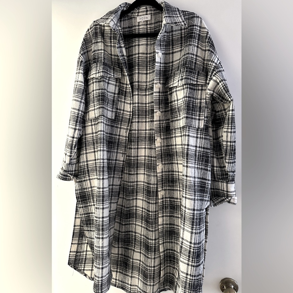 Black and white plaid shacket by aqua new size small